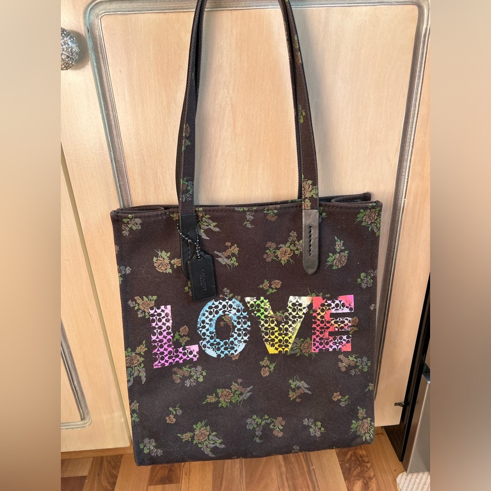 Coach Black Floral LOVE Canvas Tote by Jason Naylor